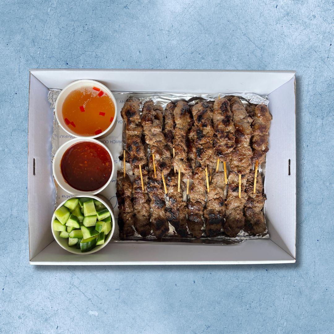 Grilled Lemongrass Beef Skewers Platter