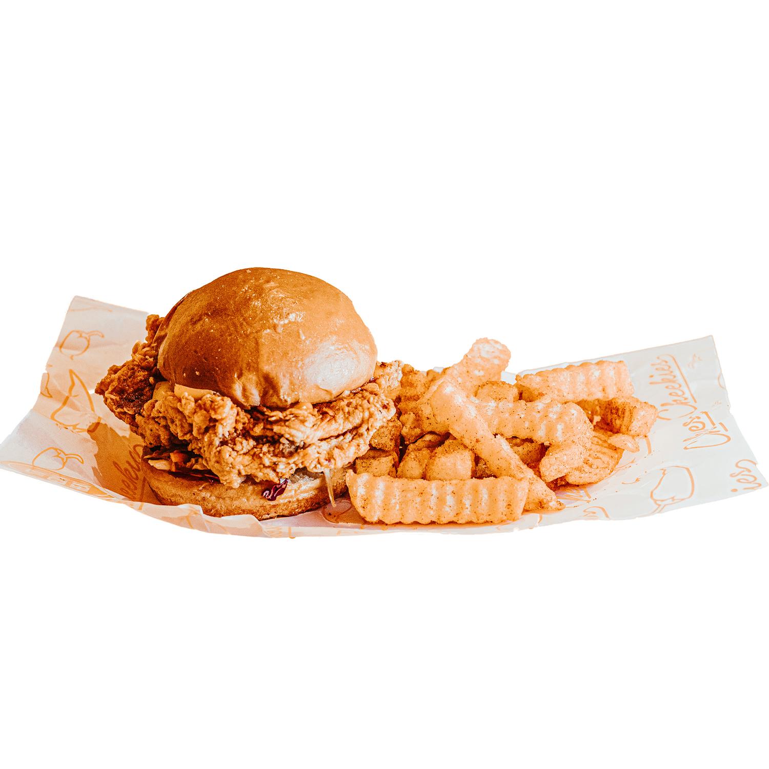 Cheekies Sando with Crinkle Fries