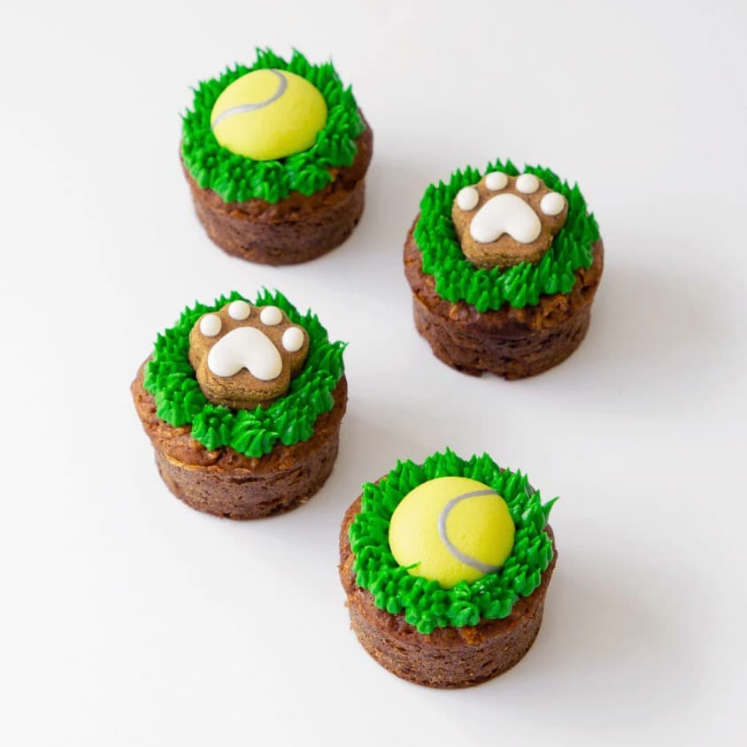 Tennis Ball Dog Cupcakes (Pack of 4)