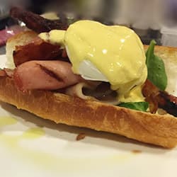 Eggs and Bacon Breakfast Baguette