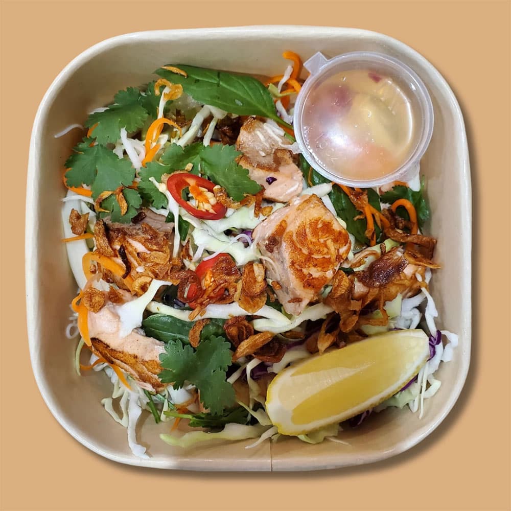 Seared Salmon Noodle Salad Bowl