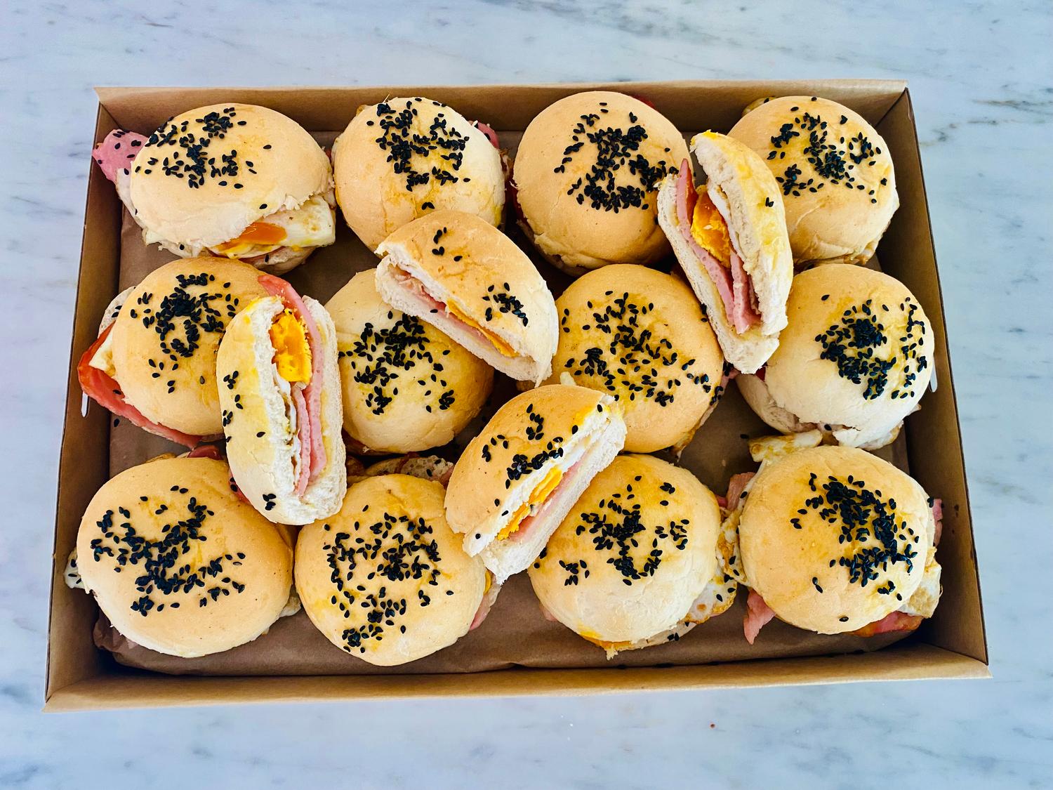 Mini Bacon and Egg Breakfast Rolls (Box of 12)
