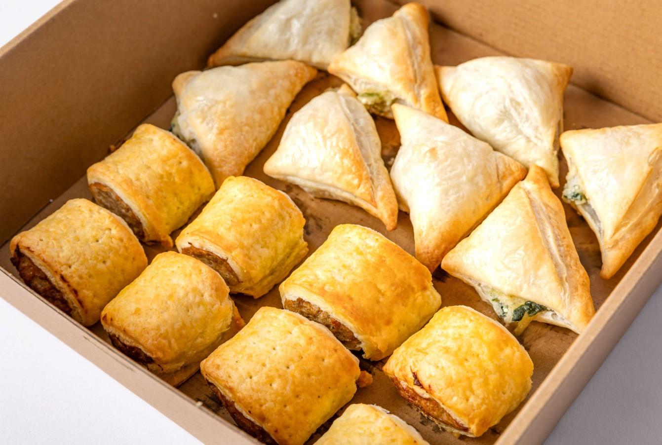 Mini Sausage Rolls and Spinach Cheese Triangles