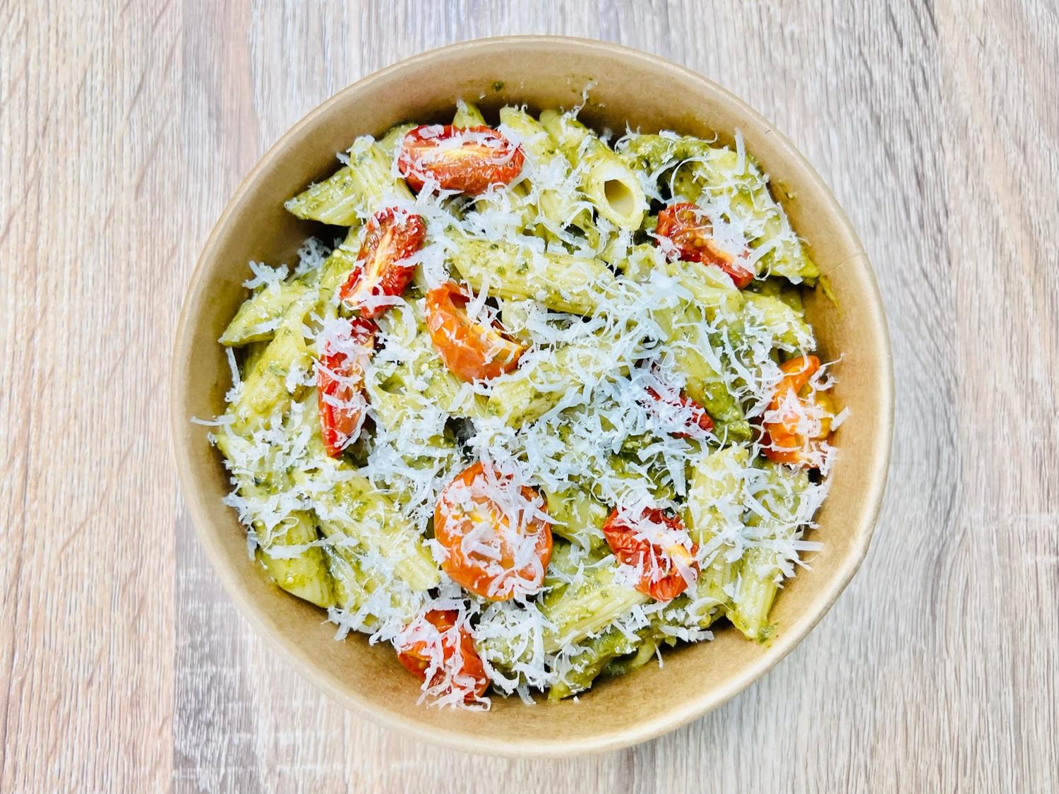 Basil Pesto and Semi Dried Tomato Pasta