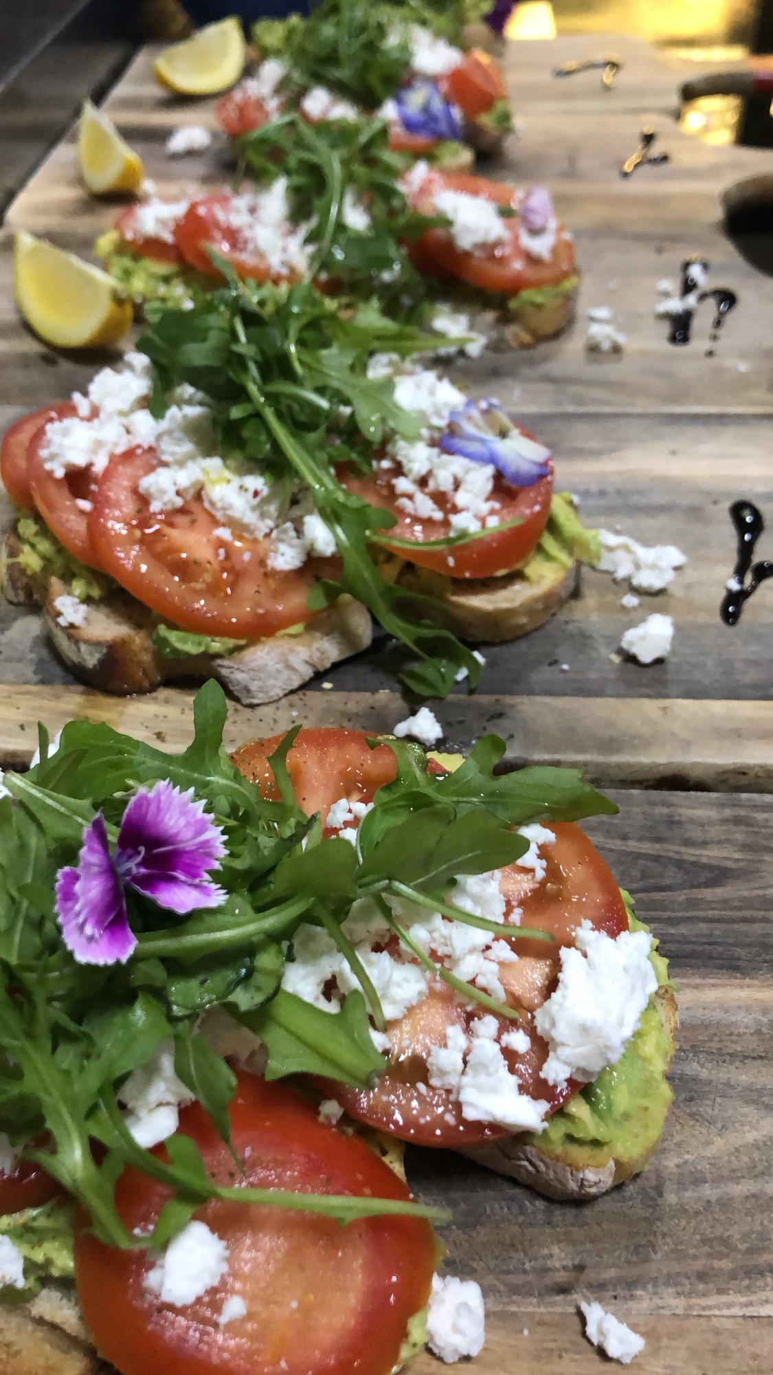 Smashed Avocado, fetta & tomato on Sourdough
