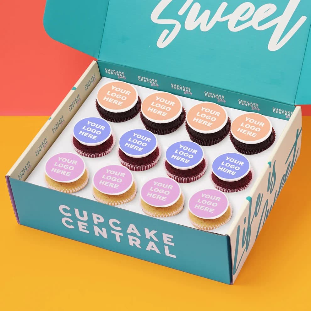 Vegan Cupcakes w Edible Logos Gift Box (12 Pieces)