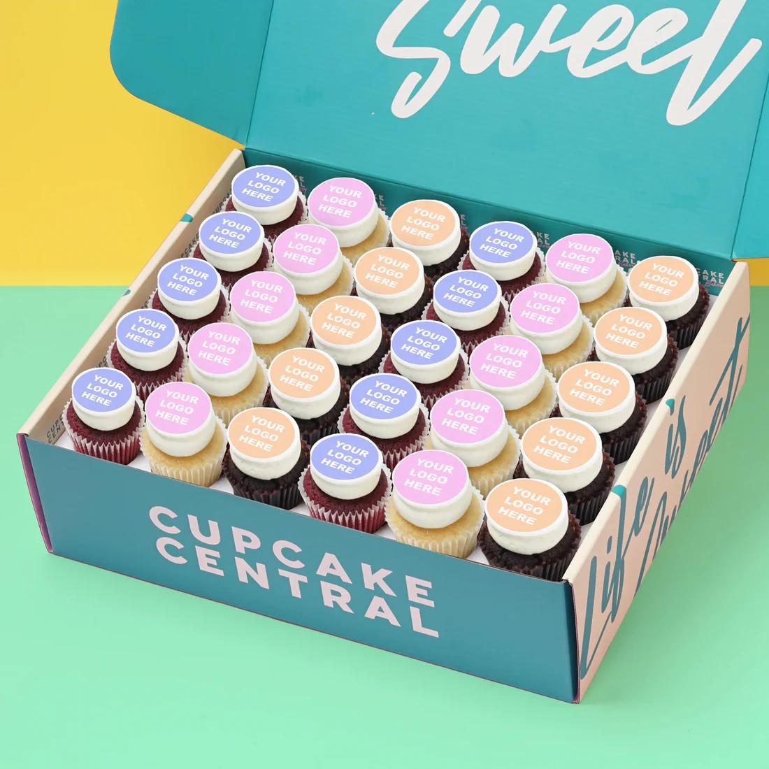 Mini Cupcakes w/ Edible Logos Gift Box (30 Pieces)