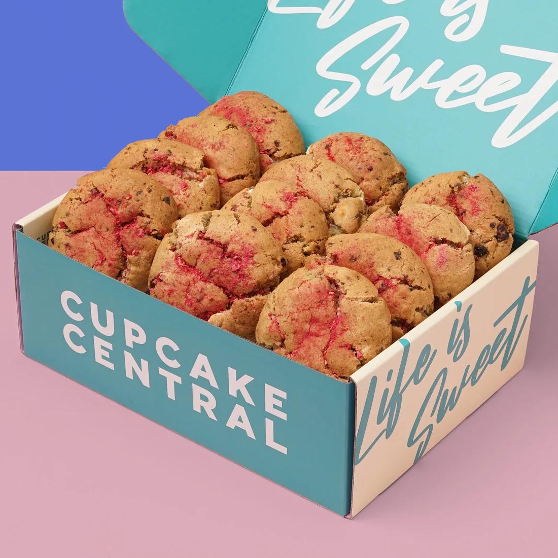 Raspberry White Choc Cookie Gift Box (12 Pieces)