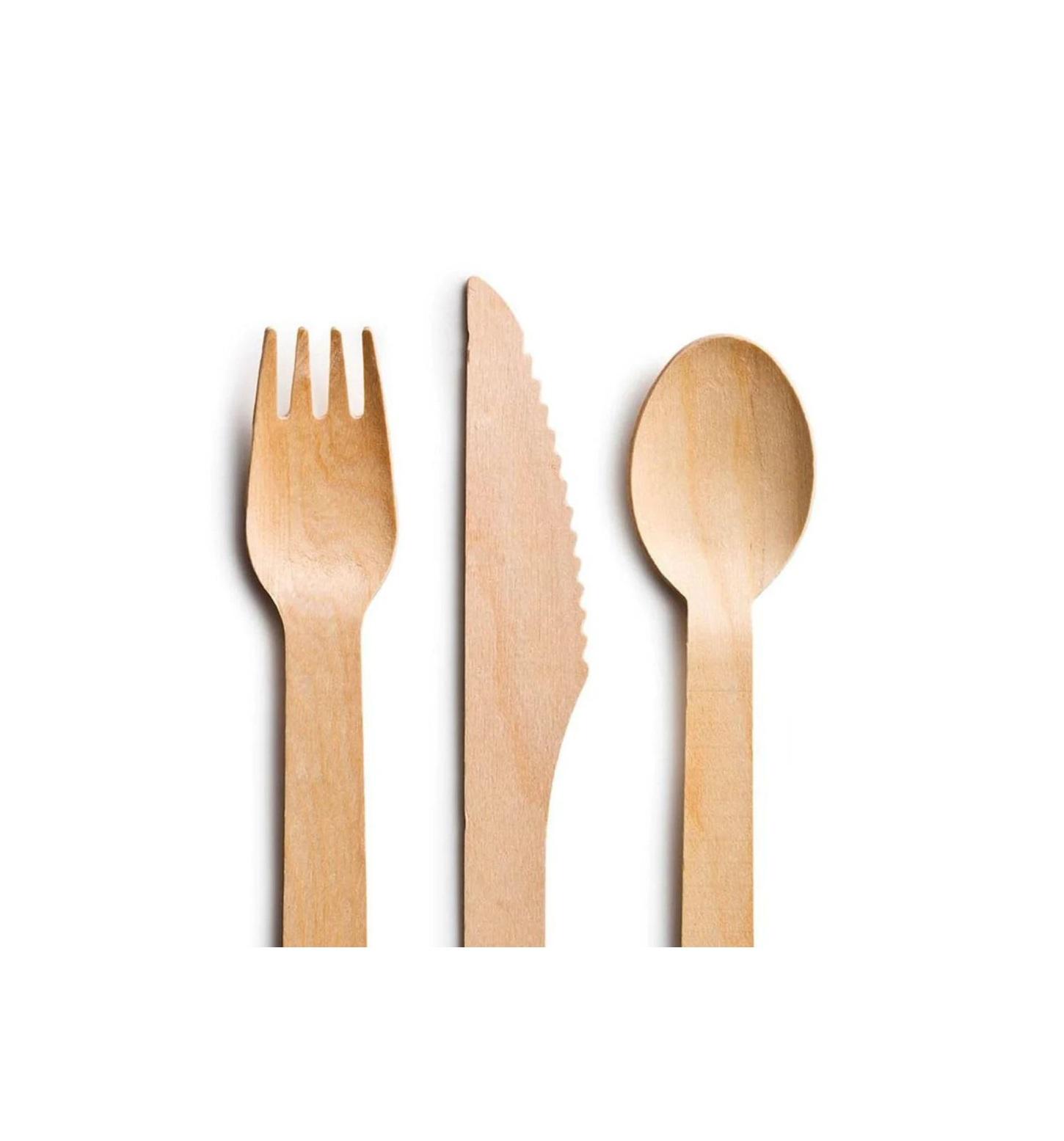 Wooden Cutlery (100 Pieces)
