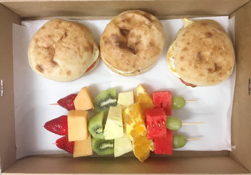 Breakfast Roll and Fruit Skewer Package