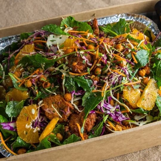 Romesco Chickpea Fritter Salad Platter