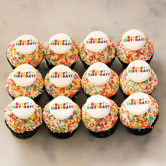 Happy Birthday Sprinkles Petite Cupcake(Box of 12)
