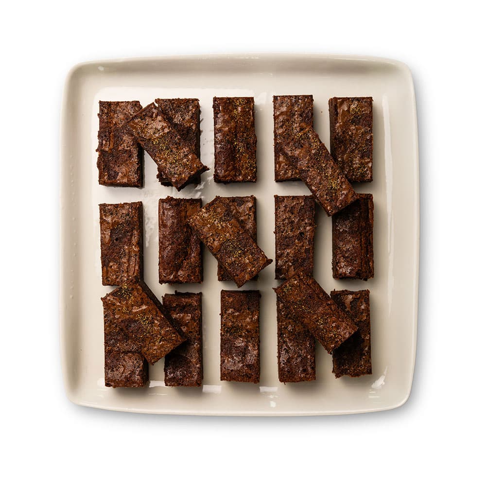 Salted Dark Choc & Wattleseed Fudge Brownies