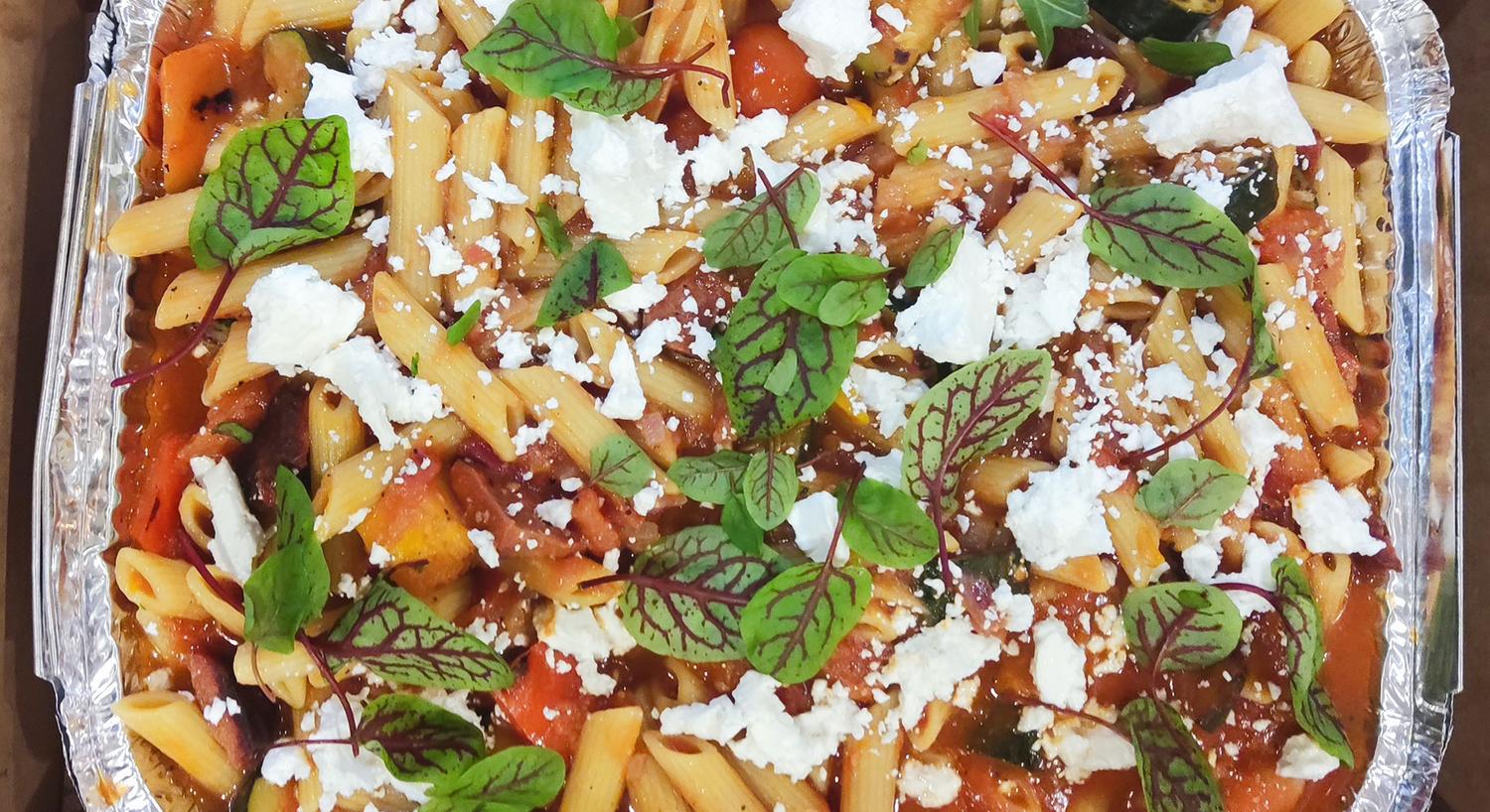 Roast Veg & Goats Cheese Pasta (Med Platter for 6)