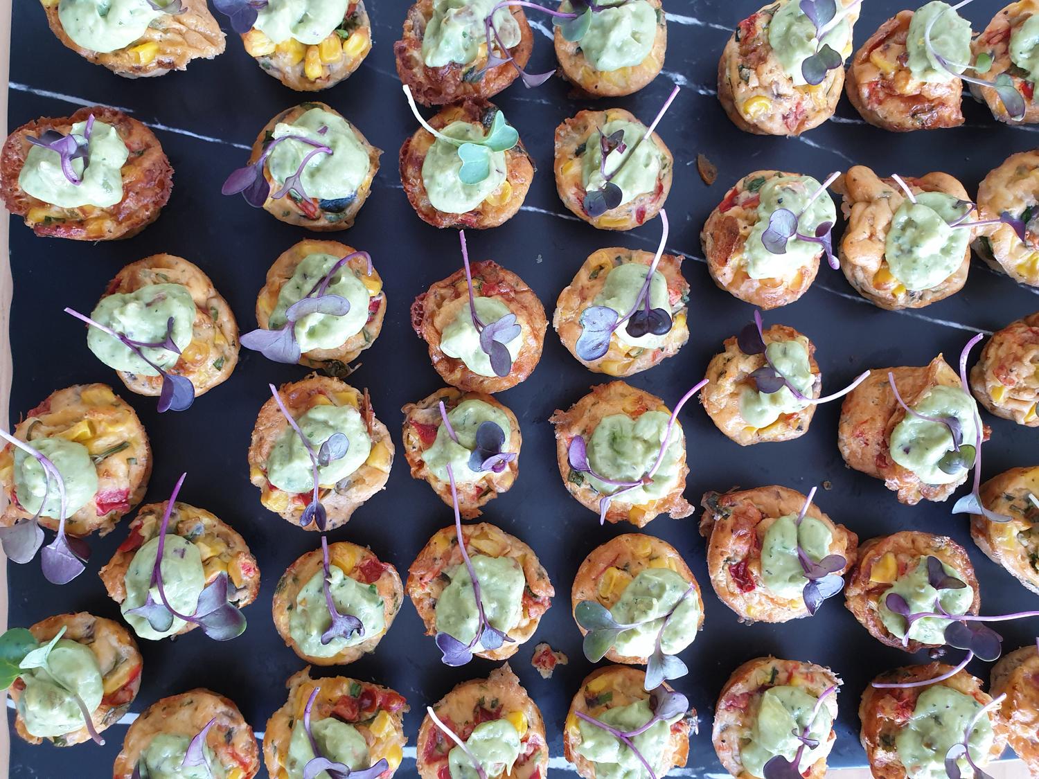 Mini Corn Fritters with Guacamole & Cream