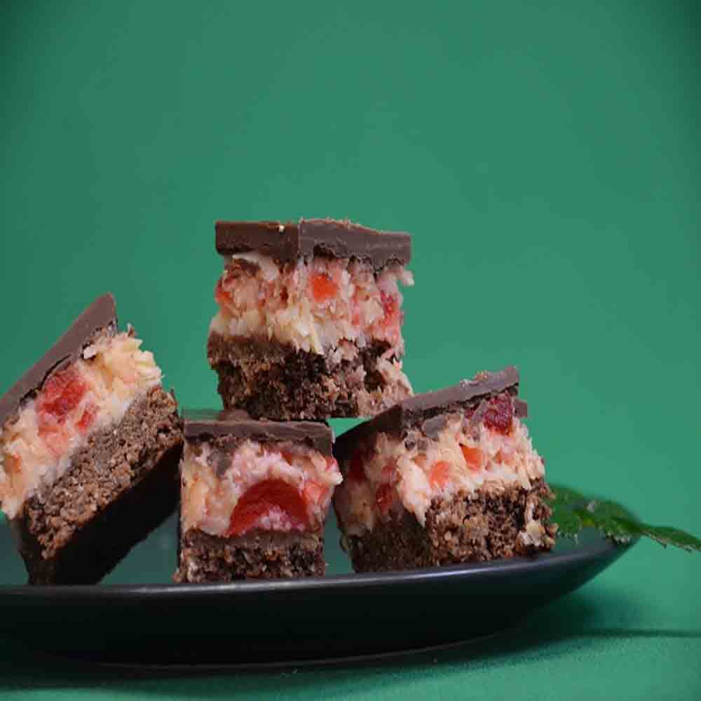 Dark Chocolate Cherry Ripe Slice