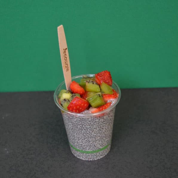 Chia Pudding, Sliced Seasonal Berries and Fruit