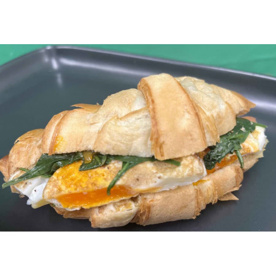 Veg Croissant, Spinach, Egg, Cheese,Tomato Chutney