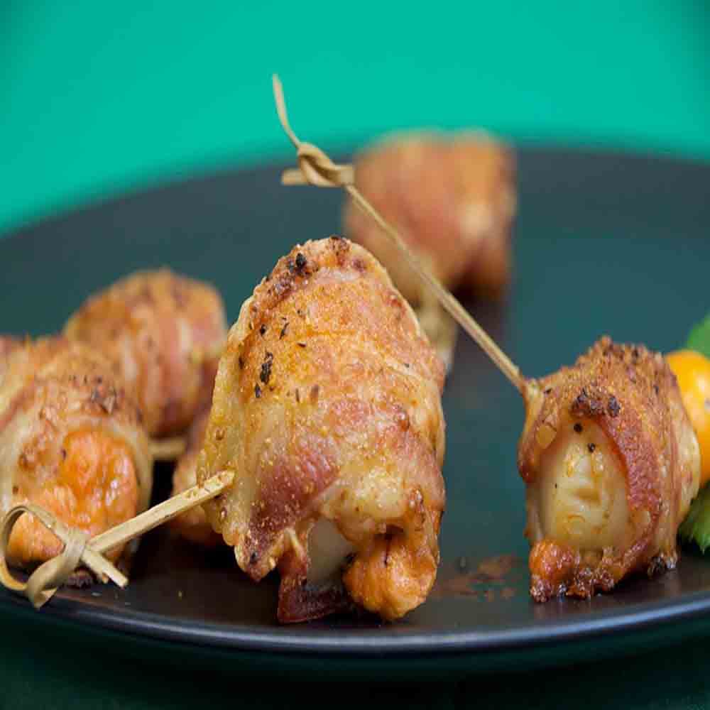 Two Bite Bacon Wrapped Scallops, Plum Sauce