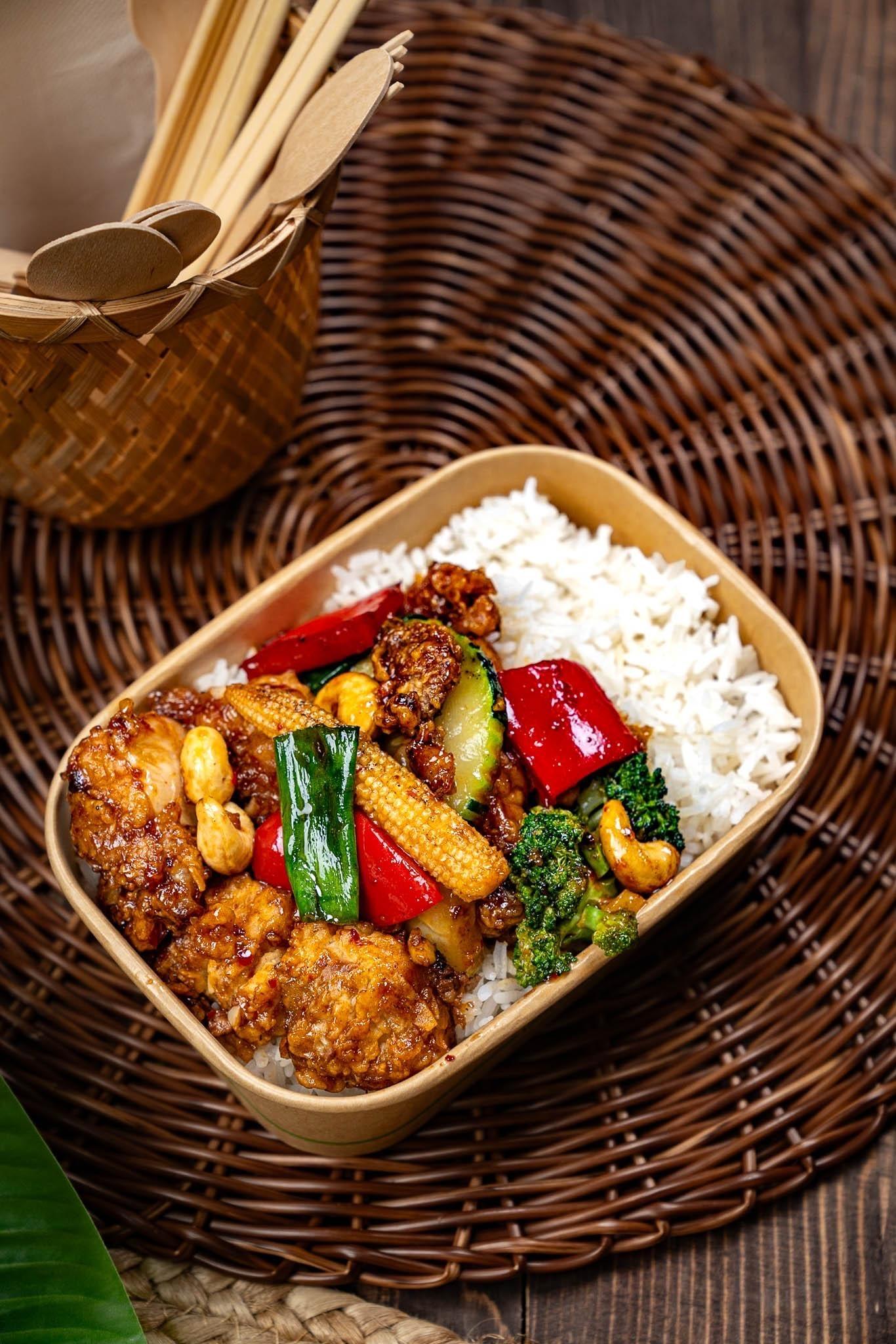 Stir Fried Crispy Chicken Chilli Jam with Rice