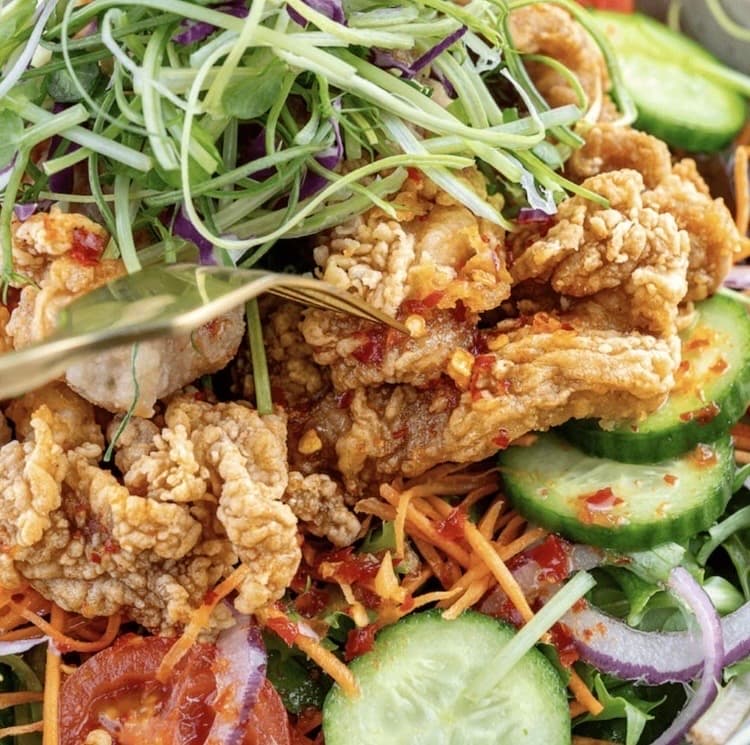 Salad with Fried Chicken