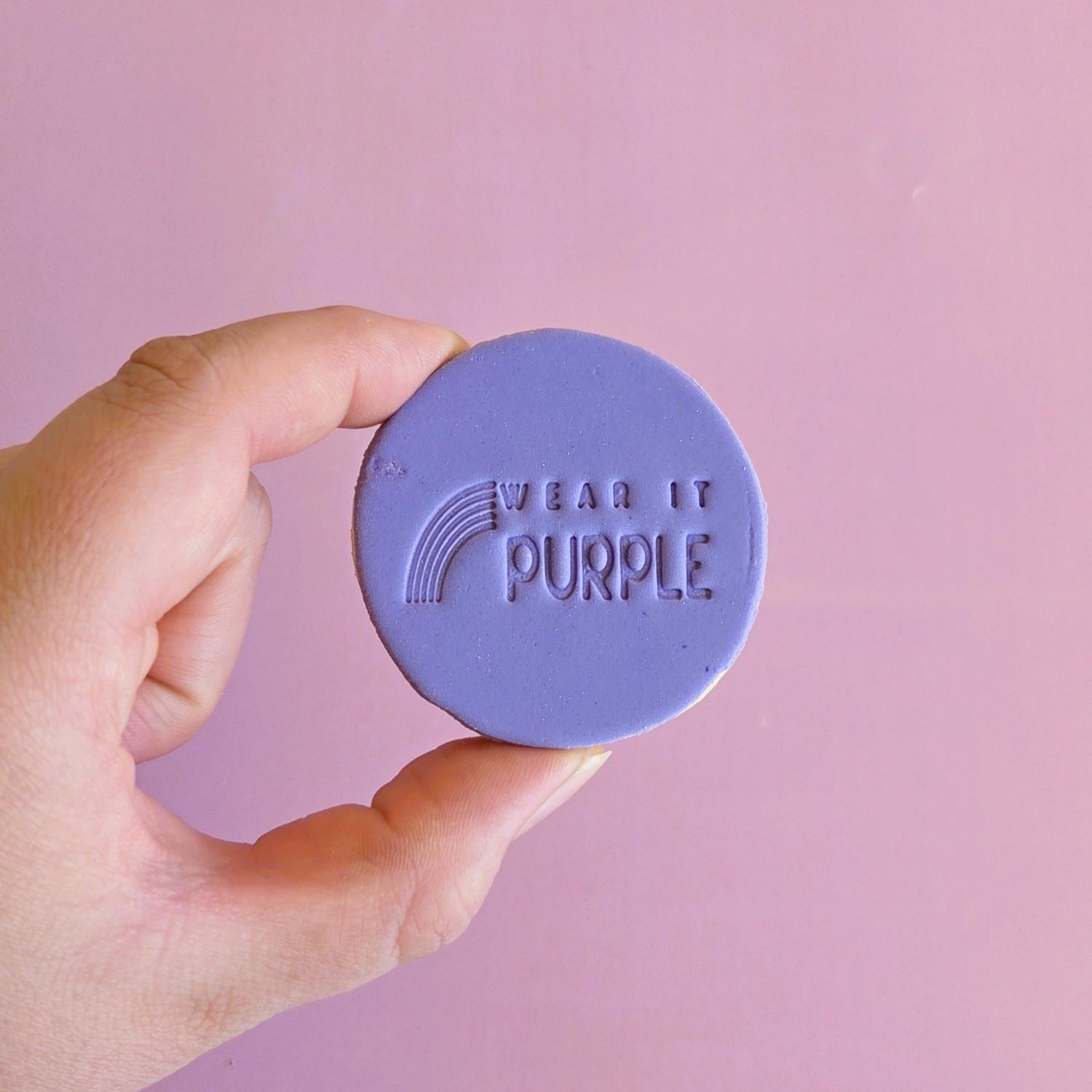 SMALL: Wear it Purple Cookies - 5cm (12 Pack)