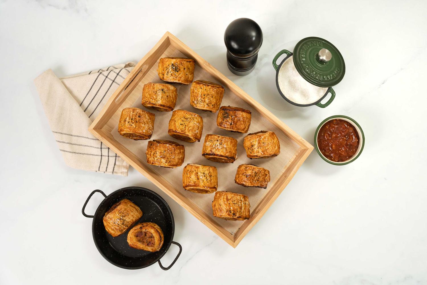 Rustic Beef Sausage Roll with Tomato Relish