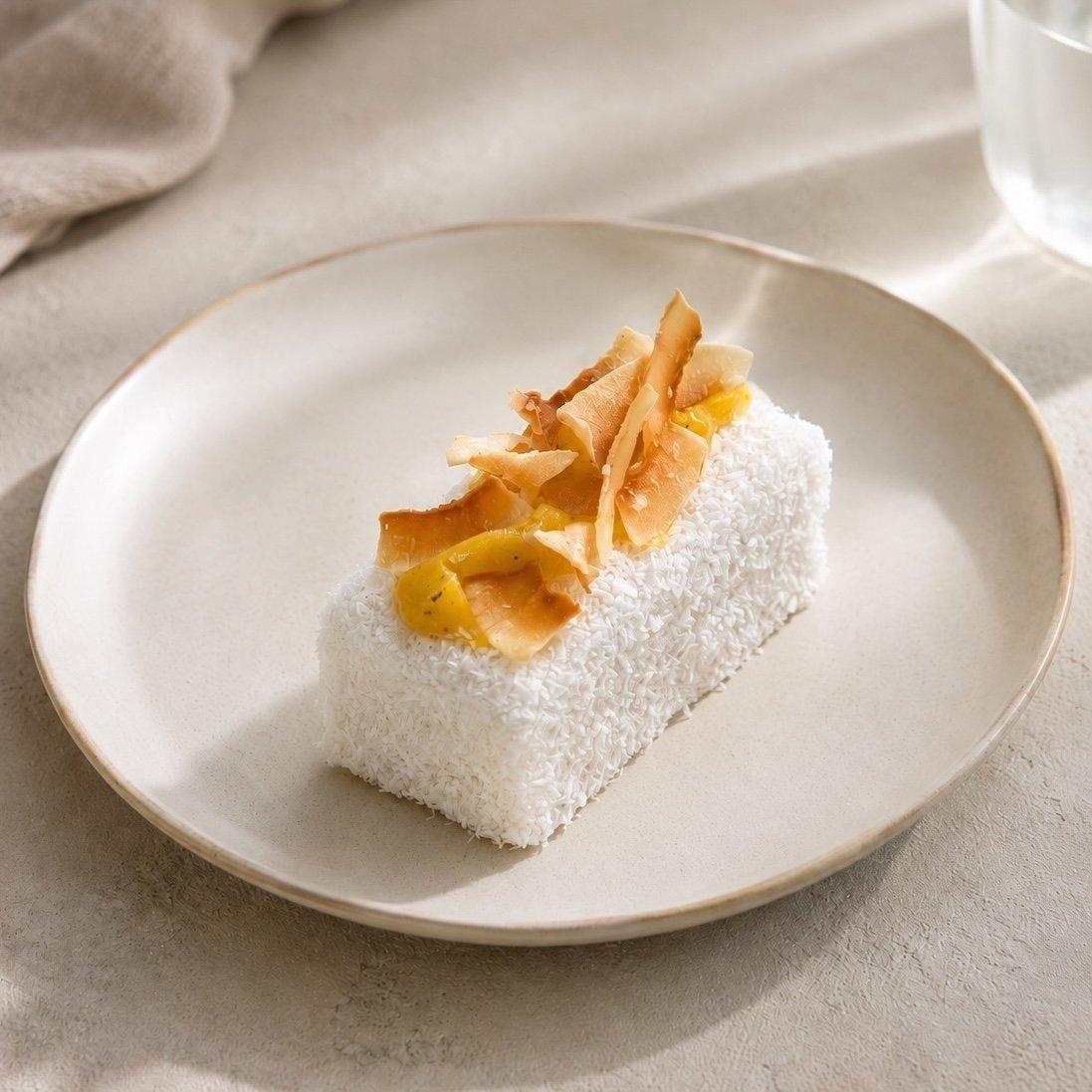 Coconut Tapioca Bites, Mango & Passionfruit Gel