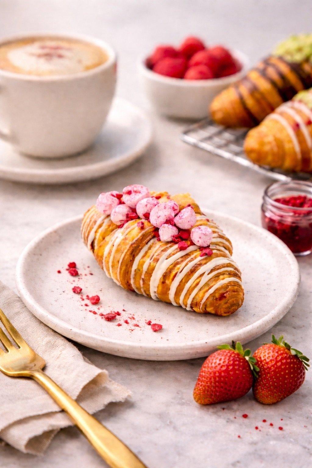 Croissant, Lemon Curd & Meringue, Dried Raspberry
