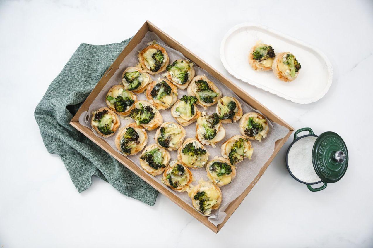 Pizza Bites, Charred Broccoli, Potato Gorgonzola