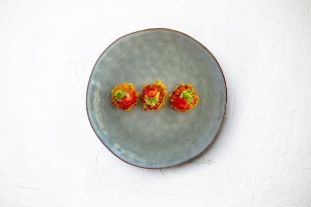 Blackened Corn And Mint Blinis