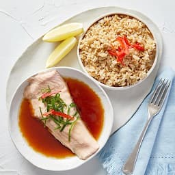 Steamed Salmon in Soy and Ginger
