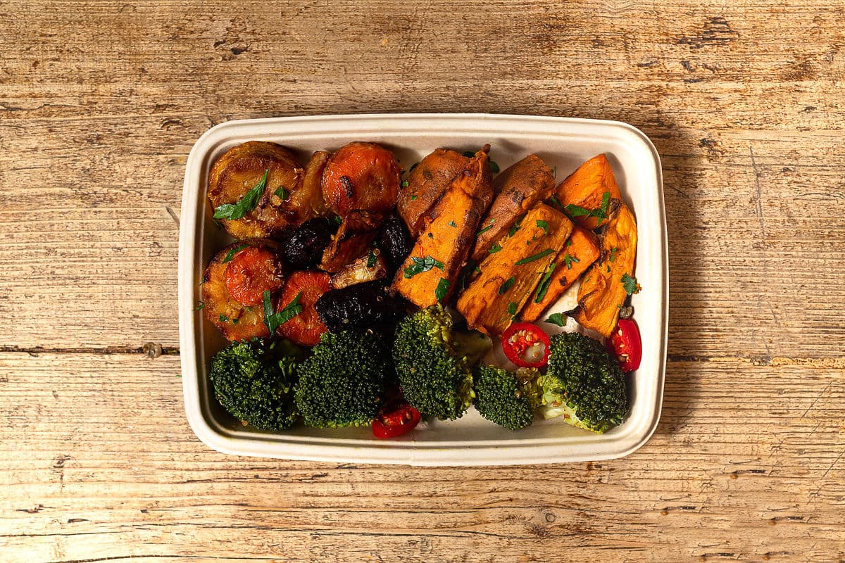 Roasted Vegetables with Sweet Potatoes & Broccoli