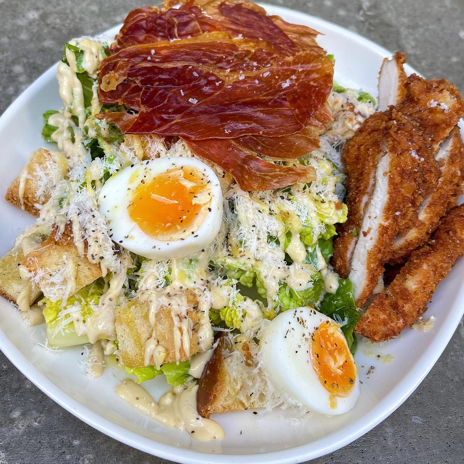 Crumbed Chicken Caesar Salad (Single)