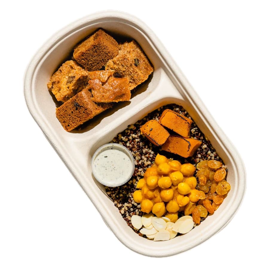 Quinoa Chickpea Salad Bento w Walnut Raisin Cake