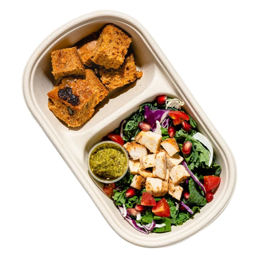 Chicken Kale Salad Bento w Walnut Raisin Cake 