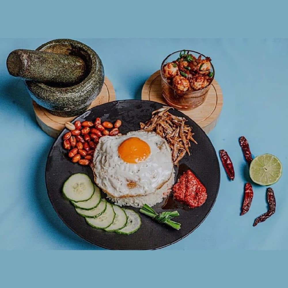 Nasi Lemak with Sambal Anchovies with Quail Egg