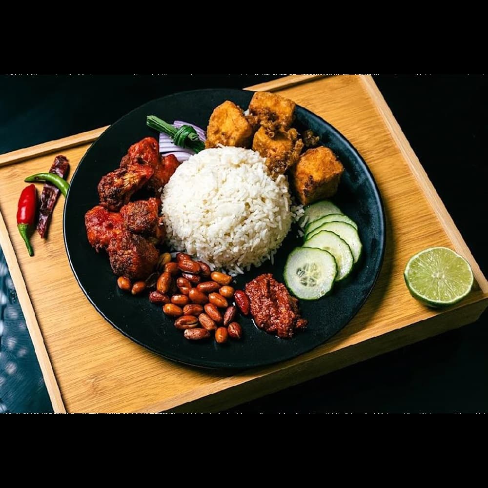 Nasi Lemak with Fried Tofu