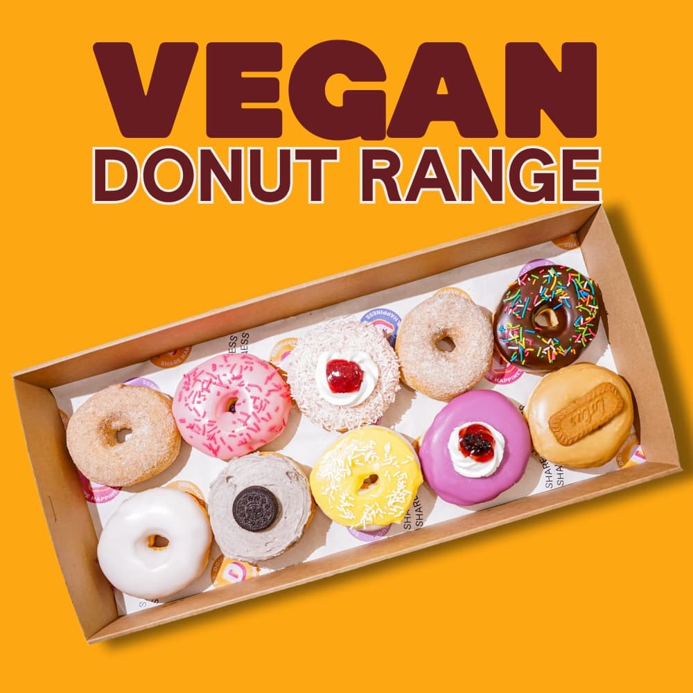 Dr. Dough's Vegan Donut Range (Box of 10 Reg Size)