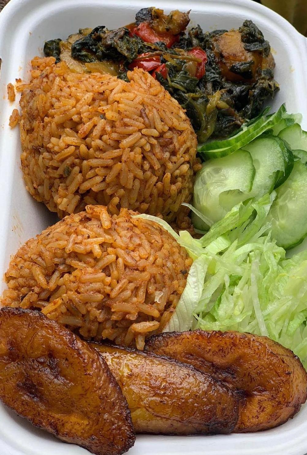 Jollof Rice with Spinach Stew