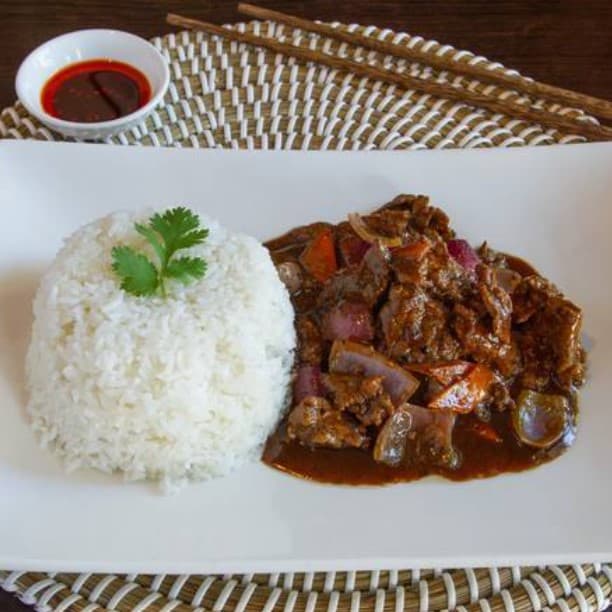 Black Pepper Beef With Rice