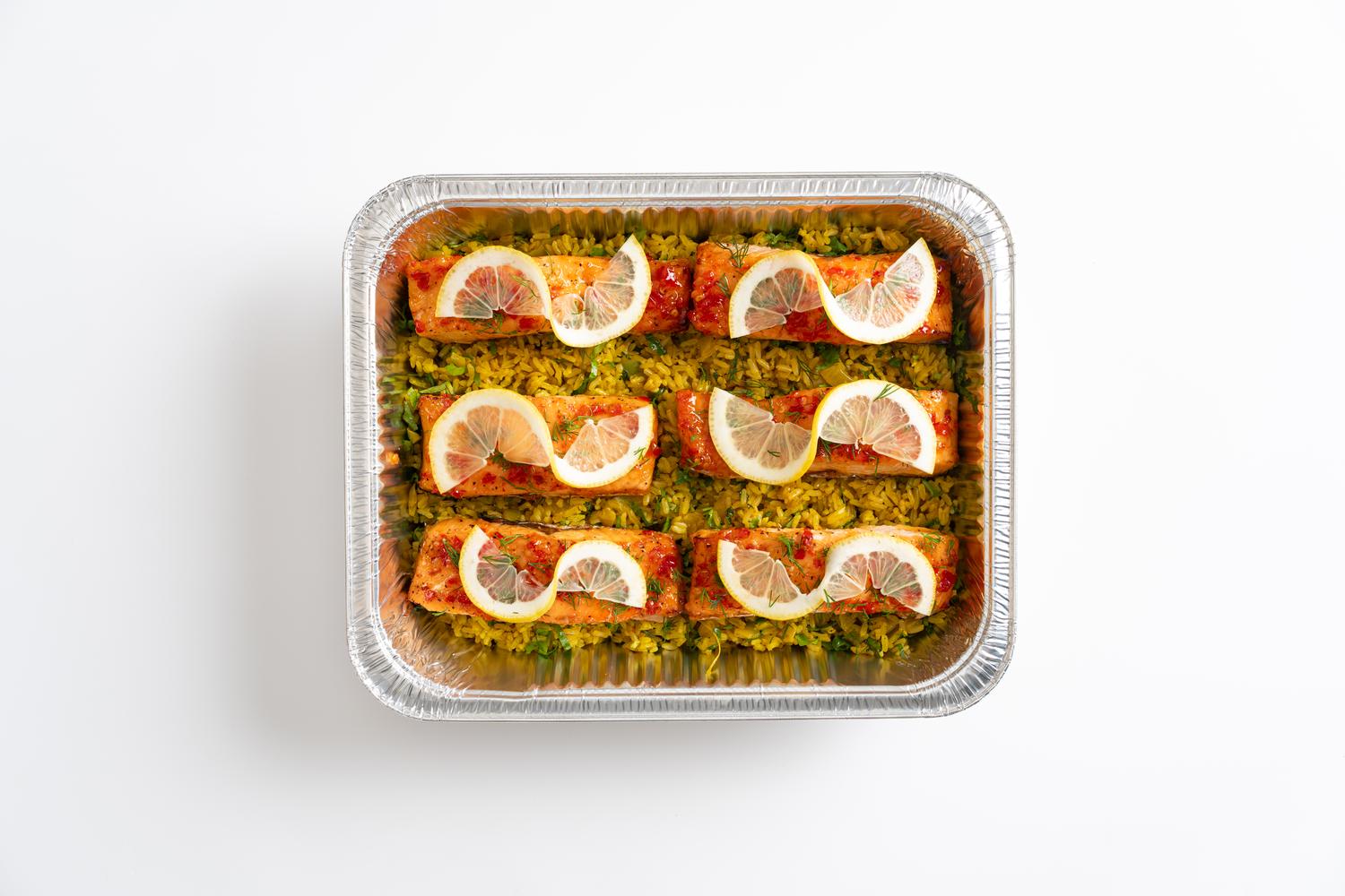 Sweet Chilli Salmon - herb brown rice (Serves 6)