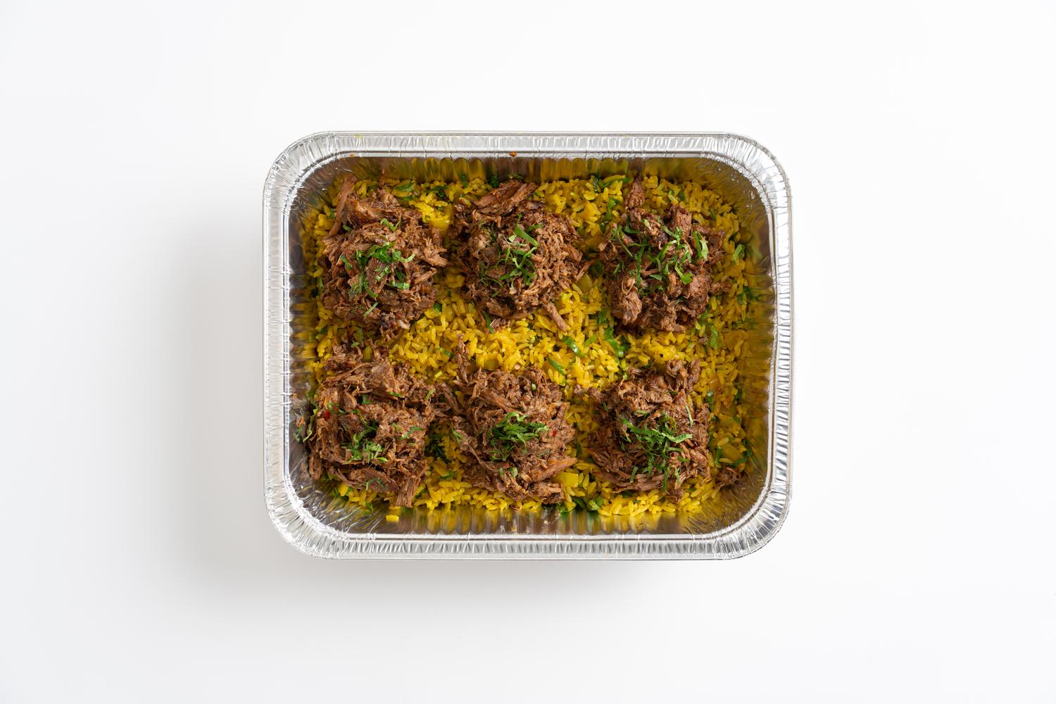 Pulled Lamb & Lemon - herb brown rice (Serves 6)