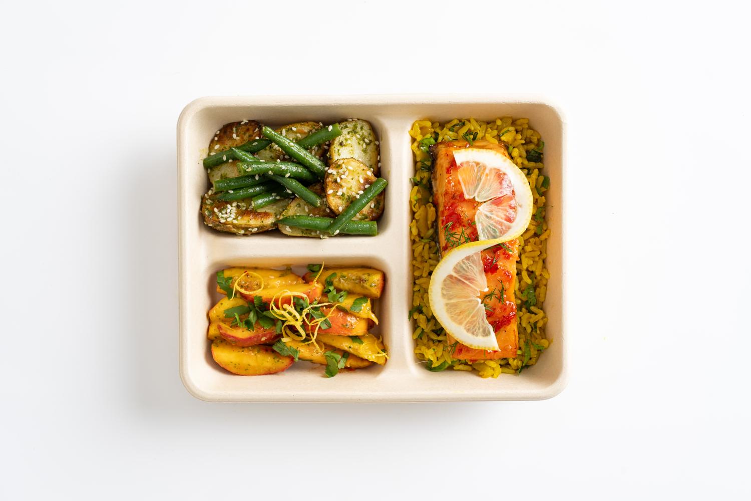 Sweet Chilli Salmon - herb brown rice Lunchbox