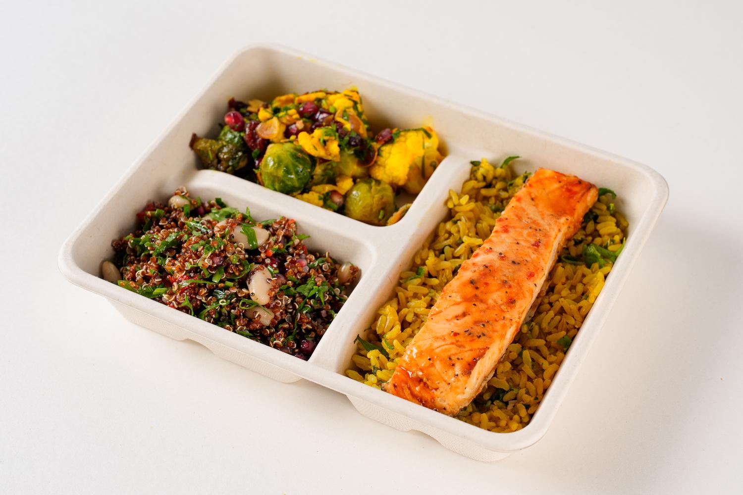 Sweet chilli glazed Salmon - herb brown rice