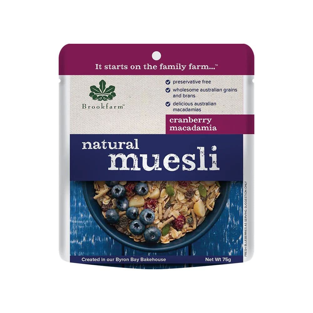 Brookfarm Natural Muesli with Cranberry 75g, 20pks