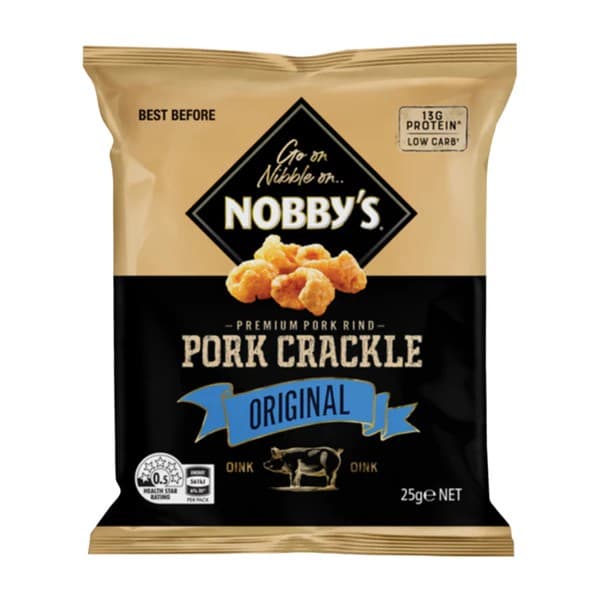 Nobby's Pork Crackle - Original 25g, 20 Carton