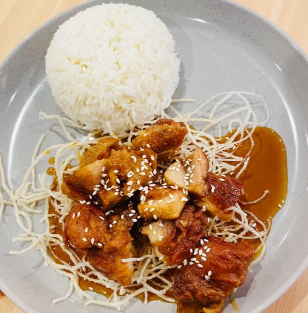 Honey Chicken with Steamed Rice