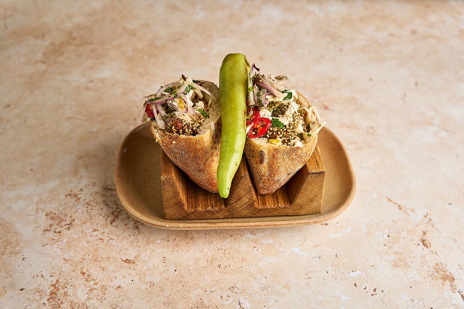 Filled Pita Box - Sesame Coated Falafel