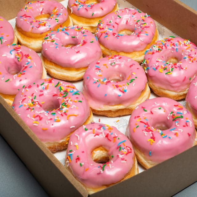 Pink Glazed Ring Doughnuts Platter (12 Pieces)